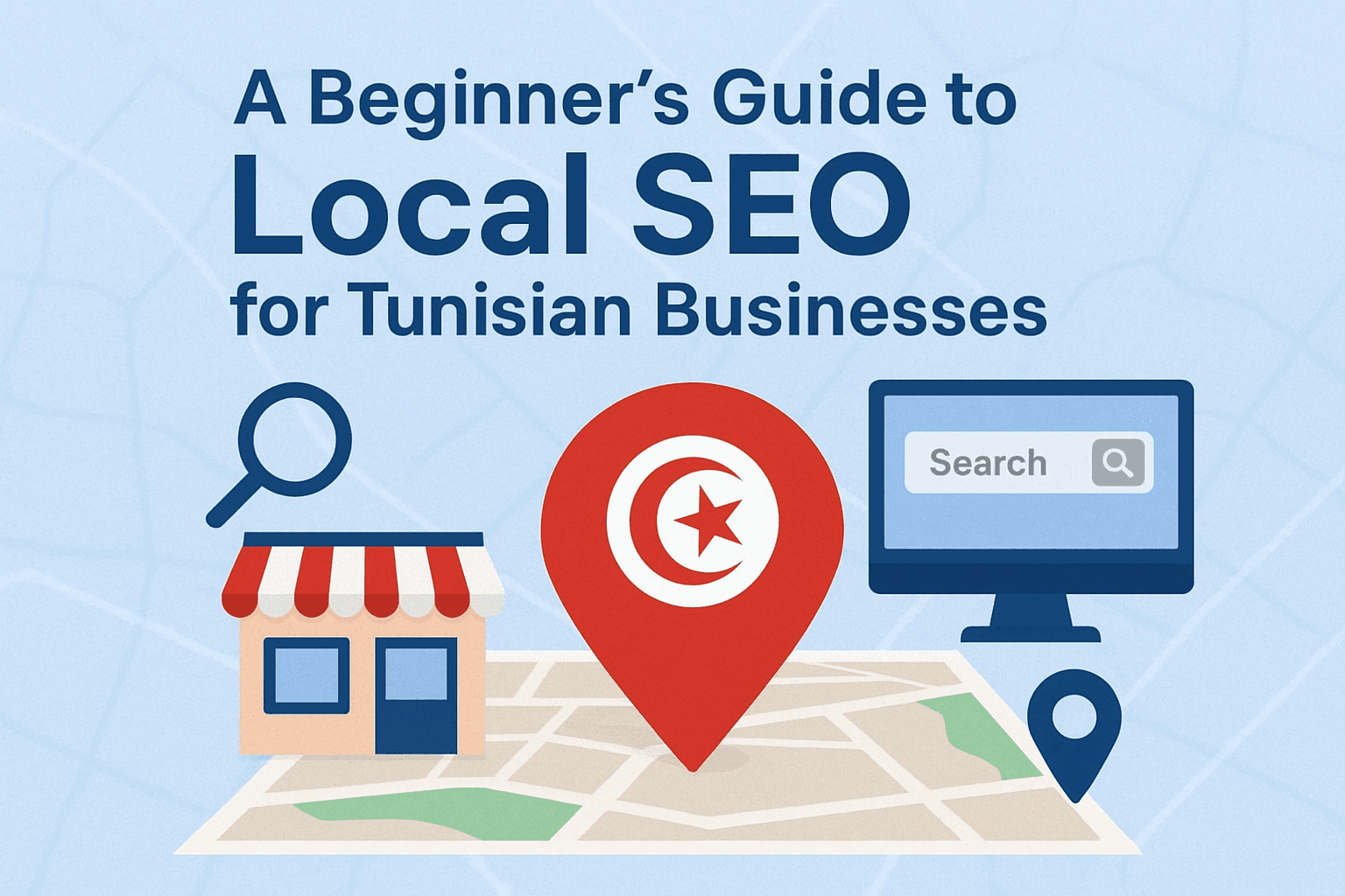 خريطة مع دبابيس تشير إلى تحسين محركات البحث المحلي.